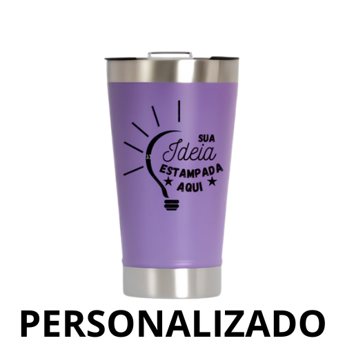 Copo Térmico Inox Personalizado com Tampa e Abridor (473 ml) – Violeta