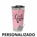 Copo Térmico Inox Personalizado 473 ml com Tampa e Abridor – Rosa – Design Moderno