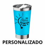 Copo Térmico Inox com Tampa e Abridor 473ml - Azul Claro (Personalizado)