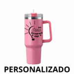 Personalizado - Copo Caneca Térmica Inox 1200 ml com Alça e Canudo – Rosa – Elegância e Funcionalidade