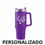 Copo Caneca Térmica Inox com Alça e Canudo 1200 ml - Roxo (Personalizado)