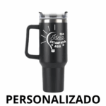 Copo Caneca Térmica Inox 1200 ml com Alça e Canudo – Preto Personalizado – Conservação Térmica
