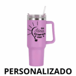 Personalizado - Copo Caneca Térmica Inox 1200 ml com Alça e Canudo – Lilás – Elegância e Funcionalidade