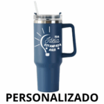 Personalizado – Copo Caneca Térmica Inox 1200 ml com Alça e Canudo – Azul Marinho