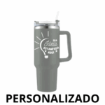 Personalizado – Copo Caneca Térmica Inox 1200 ml com Alça e Canudo – Cinza