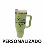 Personalizado – Copo Caneca Térmica Inox 1200 ml com Alça e Canudo – Verde Claro
