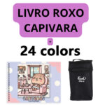 Kit Livro Colorir Capivara Roxo com 24 Canetas – Arte e Diversão Garantidas