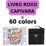 Kit Livro para Colorir CAPIVARA (Roxo) + 60 Canetas
