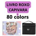 Kit Livro para Colorir CAPIVARA (Roxo) + 80 Canetas