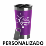 Copo Térmico Inox Personalizado 473 ml com Tampa e Abridor – Roxo – Design Sofisticado