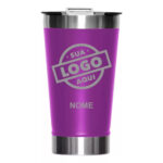Copo Térmico Inox Personalizado 473 ml com Tampa e Abridor – Roxo – Design Sofisticado