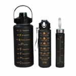 Kit com 3 Garrafas Squeeze Frases Motivacionais - 2000ml, 900ml, 300ml (Cores Sortidas)