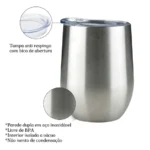 Copo Cuia Térmico Inox 360 ml Normal com Tampa Antivazamento – Prata – Simplicidade e Durabilidade