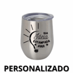 Copo Cuia Térmico Inox 360 ml Personalizado com Tampa Antivazamento – Prata – Clássico e Funcional