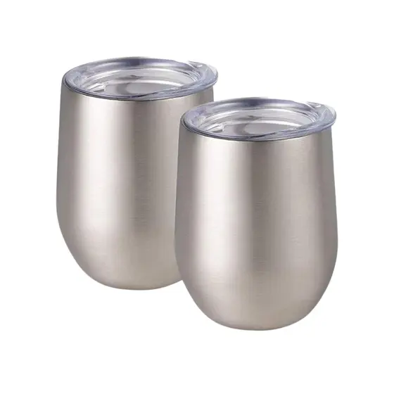 Copo Cuia Térmico Inox 360 ml Personalizado com Tampa Antivazamento – Prata – Clássico e Funcional