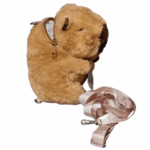 Mochila de Pelúcia Pequena Estilo Capivara com Zíper – Conforto e Estilo