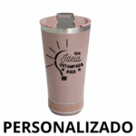 Copo Térmico Bluetooth Personalizado com Som LED, Tampa e Abridor 420 ml – Rosê – Tecnologia e Design
