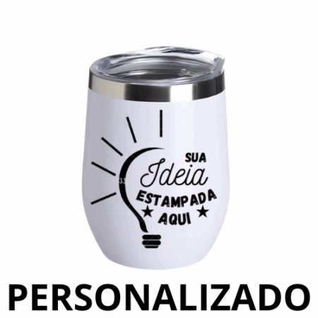 Copo Cuia Térmico Inox 360 ml com Tampa Antivazamento – Branco Personalizado – Qualidade e Praticidade