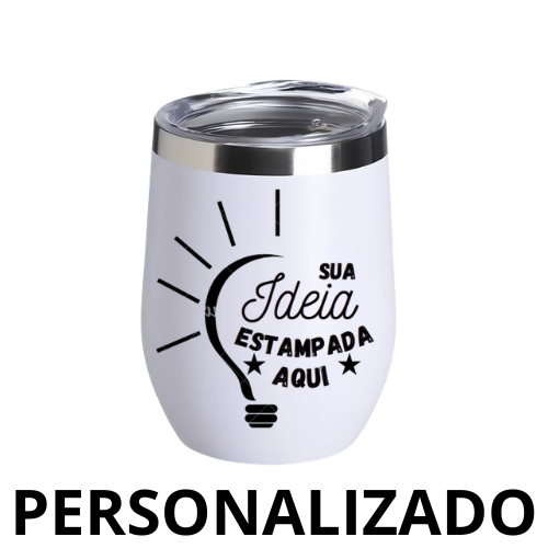 Copo Cuia Térmico Inox 360 ml com Tampa Antivazamento – Branco Personalizado – Qualidade e Praticidade