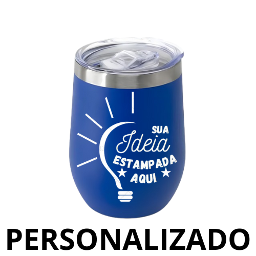 Copo Cuia Térmico Inox 360 ml com Tampa Antivazamento – Azul Personalizado – Versátil e Funcional