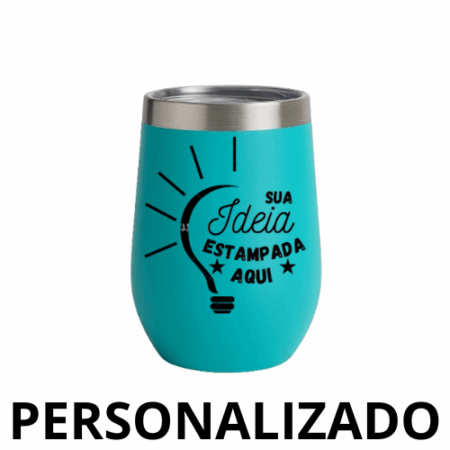 Copo Cuia Térmico Inox 360 ml Personalizado com Tampa Antivazamento – Ciano – Visual Moderno
