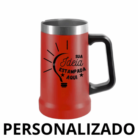 Caneca Térmica Inox de Cerveja 709 ml - Vermelho (Personalizado)