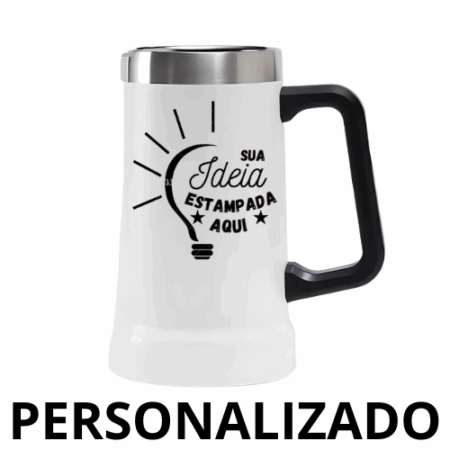 Caneca Térmica Inox de Cerveja 709 ml – Branco Personalizado – Mantenha a Bebida na Temperatura Ideal