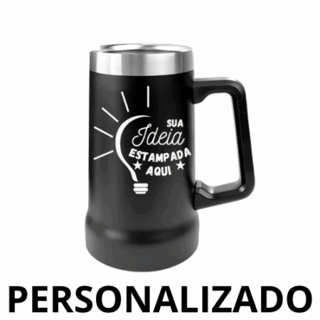 Caneca Térmica Inox para Cerveja 709 ml – Preto Personalizado – Estilo e Conservação