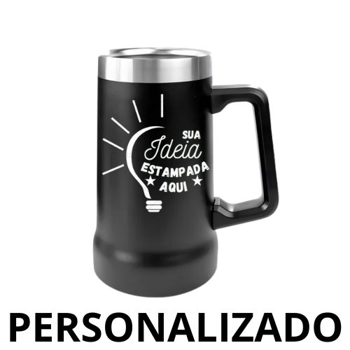 Caneca Térmica Inox para Cerveja 709 ml – Preto Personalizado – Estilo e Conservação