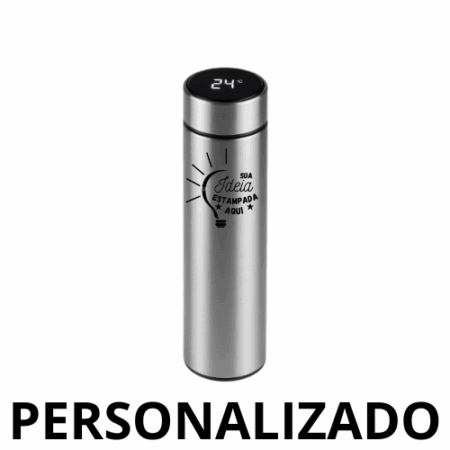 Personalizado – Garrafa Térmica com LED e Termômetro 500 ml – Prata