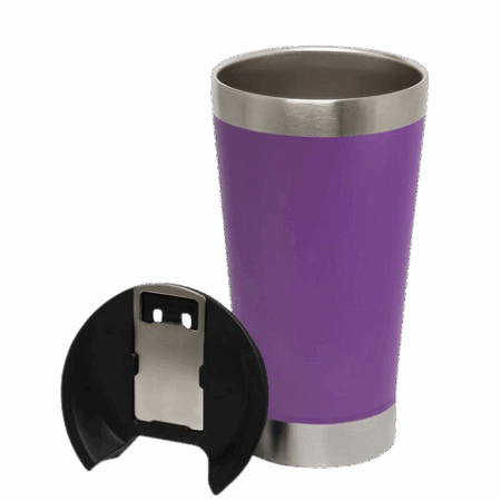 Copo Térmico Inox 473 ml com Tampa e Abridor – Roxo