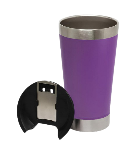 Copo Térmico Inox 473 ml com Tampa e Abridor – Roxo