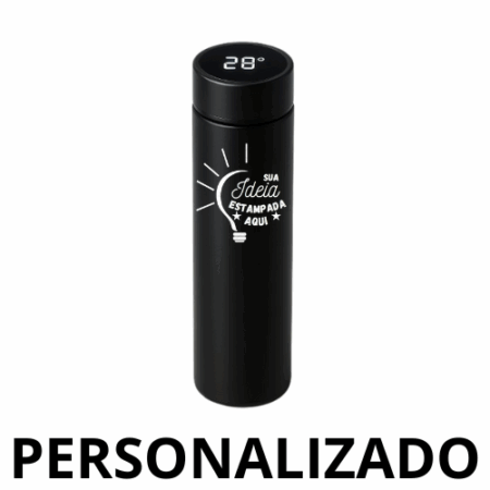 Garrafa Térmica Personalizada 500 ml com LED e Termômetro – Preto – Modernidade e Praticidade