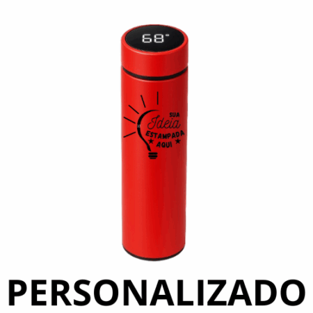 Garrafa Térmica com LED e Termômetro 500 ml - Vermelha (Personalizado)