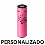 Personalizado - Garrafa Térmica com LED e Termômetro 500 ml – Rosa – Funcionalidade e Design