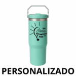 Garrafa Flip Straw Tumbler 900 ml com Alça Superior e Canudo – Verde Personalizado Grande – Estilo e Funcionalidade