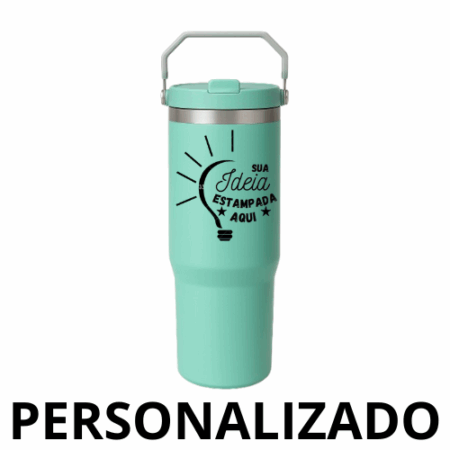 Garrafa Flip Straw Tumbler 900 ml com Alça Superior e Canudo – Verde Personalizado Grande – Estilo e Funcionalidade