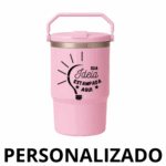Garrafa Flip Straw Tumbler 900 ml com Alça e Canudo – Rosa Personalizado Grande – Praticidade com Elegância