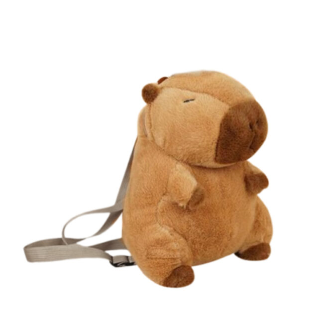 Mochila de Pelúcia Pequena Estilo Capivara com Zíper – Conforto e Estilo