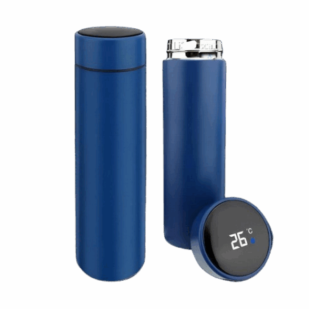 Garrafa Térmica Normal com LED e Termômetro (500 ml) – Azul