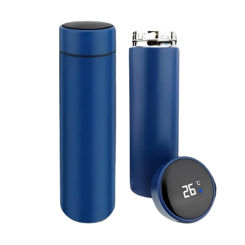 Garrafa Térmica Normal com LED e Termômetro (500 ml) – Azul