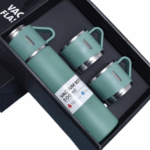 Personalizado – Jogo de Garrafa Térmica 500 ml + 3 Xícaras em Aço Inoxidável – Verde