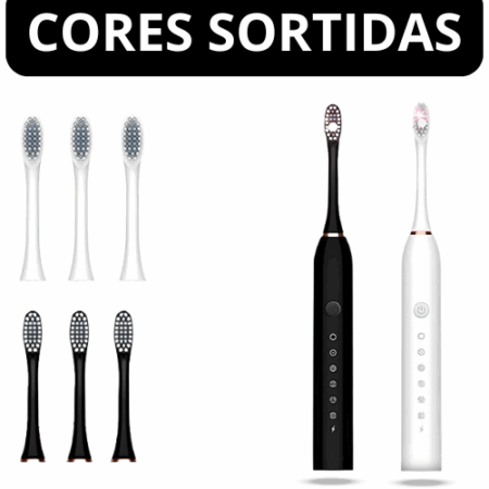Escova Dental Elétrica X-3 com 6 Modos de Vibração Ultrassônica Bivolt - Cores Sortidas