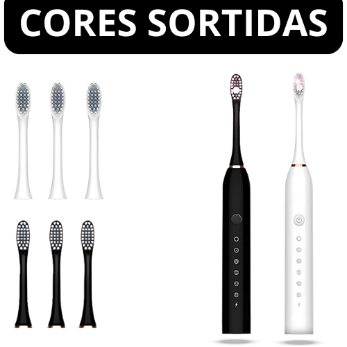 Escova Dental Elétrica X-3 com 6 Modos de Vibração Ultrassônica Bivolt - Cores Sortidas