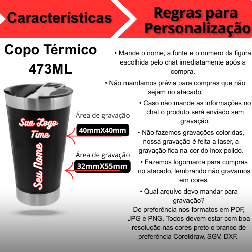 Personalizado - Copo Térmico Inox 473 ml com Tampa e Abridor – Azul Royal – Praticidade e Estilo
