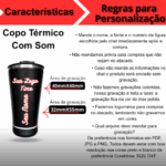 Personalizado Bluetooth – Copo Térmico Som LED com Tampa e Abridor 420 ml – Vermelho