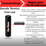 Personalizado - Garrafa Térmica com LED e Termômetro 500 ml – Rosa – Funcionalidade e Design