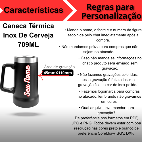 Caneca Térmica Inox Personalizada de Cerveja 709 ml – Rosa – Sofisticação na Medida Certa