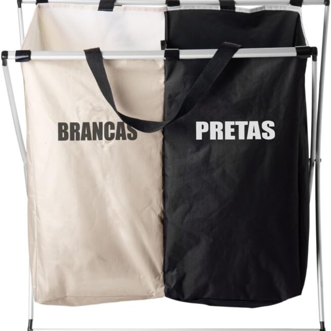 Cesto de Roupa com Duas Partes para Banheiro e Lavanderia – Modelo BM-F1320 – Funcional e Resistente