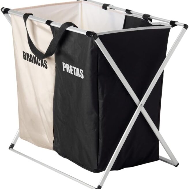 Cesto de Roupa com Duas Partes para Banheiro e Lavanderia – Modelo BM-F1320 – Funcional e Resistente